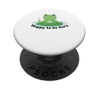 Hoppy to Be Here - Camiseta Divertida para Amantes de Las Ranas para niños y Adultos PopSockets PopGrip Adhesivo