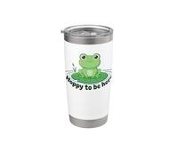 Hoppy to Be Here - Camiseta divertida para amantes de las ranas para niños y adultos Vaso térmico de acero inoxidable de doble pared