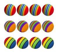 Hopzab 12 bolas de juguete interactivas para gatos arcoíris, bolas de esponja a rayas de arco iris, juguetes de espuma EVA suave para gatos, gatos, perros pequeños, cachorros, pelota de entrenamiento