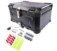 Hopzty 65L Motocicleta Top Case Aluminio Impermeable, Boot Caja Trasera con Cerradura de Seguridad para el Equipaje con Placa de Montaje, Negro