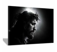 HOQIU blanco y negro, cuadro lienzo Espinas de la corona de Jesús Salon para Dormitorio, Baño（Multicolor-60x80cm Enmarcado