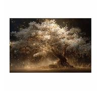 HOQIU Cuadro Lienzo Árbol Mágico Blanco Brillante decoración pared, impresión en lienzo, Adecuado para salón, dormitorio, cocina（Multicolor-70x100cm Sin marco
