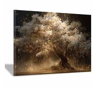 HOQIU Cuadro Lienzo Árbol Mágico Blanco Brillante decoración pared, impresión en lienzo, Adecuado para salón, dormitorio, cocina（Multicolor-30x40cm Enmarcado