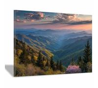 HOQIU cuadro paisajes Mirador Blue Ridge fotos de paisajes, cuadros y láminas, Sala de Estar Decoración de Dormitorio（Multicolor-40x60cm Enmarcado