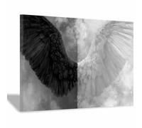 HOQIU Cuadros Modernos Blanco Y Negro, pintura pared Impresión de alas monocromas Salon Dormitorio Comedor Oficina Pasillo Cocina Baño（Multicolor-70x100cm Enmarcado