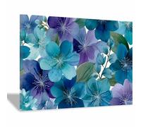 HOQIU impresión en lienzo Acuarela azul púrpura lienzo arte pared flor, cuadros decoracion, Salon para Dormitorio, Baño（Multicolor-30x40cm Enmarcado