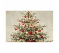 HOQIU murales navideños creativos Bolas coloridas de Navidad y ramas de cedro impresión en lienzo, aplica Salón Dormitorio Comedor Oficina adornos pared.（Multicolor-30x40cm Sin marco