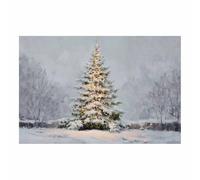 HOQIU murales navideños creativos Plaza iluminada del árbol de Navidad decoración pared, impresión en lienzo, Adecuado para salón, dormitorio, cocina.（Multicolor-80x120cm Sin marco