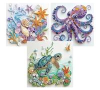 Hoqque Diamond Painting Adultos Cuadros Diamantes 5d Pintura 3 Piezas Pintar con Kit Completo Punto de Cruz Puzzle Dibujos Diy 30 x 30 Paisajes Decoracion Modernos Salon Accesorios Regalo