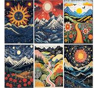 Hoqque Diamond Painting Adultos Cuadros Diamantes 5d Pintura 6 Piezas Pintar con Kit Completo Punto de Cruz Puzzle Dibujos Diy Paisajes Salon Modernos Accesorios Niños Regalo Decoracion