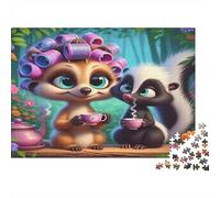 Hora del Té Animales Lindos Rompecabezas Adultos para Desestresarse Ciervo y Mofeta con Tazas de Té Juego Educativo Desafío Decoración de Pared 70x50cm/1000pzs