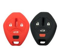 Horande Funda protectora de silicona para llave de Mitsubishi Eclipse Lancer Endeavor Galant Outlander sin llave (negro+rojo)