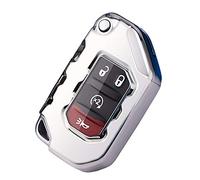 Horande Funda protectora de TPU suave para llavero de entrada sin llave para Jeep Gladiator JT Sahara JLU Wrangler JL JLU Rubicon 2018 2019 2020 2021 (plata)