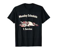 Horario Divertido del Lunes Unicornio Cansado sobrevive al Humor Camiseta