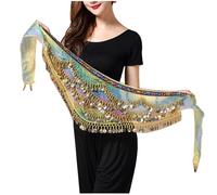 HorBous Belly Dance Hip Bufanda Belly Dance Cinturón de Cadena de Cintura con 300 Monedas