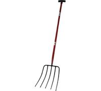 Horca - herramienta de jardín con mango de metal y 5 dientes, ideal para trabajar grava y suelos. resistente y duradera. *