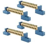 Hordion 4 bloques de terminales de barra de bus de tierra, 10 posiciones, terminales de tornillo de alambre de latón, barras de conexión a tierra eléctricas, bloques de terminales de circuito de