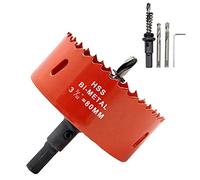 Hordion Sierra perforadora bimetálica de 80 mm, resistente, para cortar dientes para tableros de cornhole, yeso, madera, plástico, fibra de metal suave