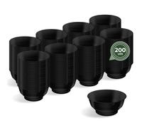 Horeca Collection - 200 Uds Bol Redondo Negro 210 cc - 10 x 4,4 cm - Vasitos Aperitivos Plastico - Vasitos para Postres - Catering - Cuencos - Vasos - Finger Food