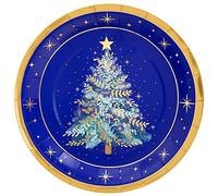 Horeca Collection 6 Unidades - Platos Desechables Cartón de Ø 23 cm con Temática Azul Noche. Platos Biodegradables Navidad, 100% Reciclables Celebraciones y Eventos.