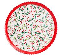 Horeca Collection 6 Unidades - Platos Desechables Cartón de Ø 23 cm con Temática Navideña y Diseño de Acebo. Platos Biodegradables Navidad, 100% Reciclables Celebraciones y Eventos.