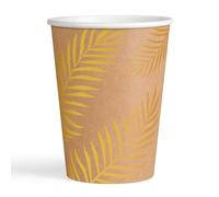 Horeca Collection 6 Unidades - Vasos Desechables Cartón 270 CC con Temática Nature con Estampado Floral en Oro. Vaso Cartón Biodegradable Navidad, 100% Reciclable Celebraciones y Eventos.