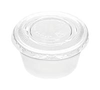 Horeca Collection MAXI PRODUCTS - 250 Salseras Blancas con Tapa Transparente - Botes de Plástico Reutilizables con Tapa para Salsas - Tarrinas Blancas 100 cc - Envases para Salsas - EXTRA RESISTENTES