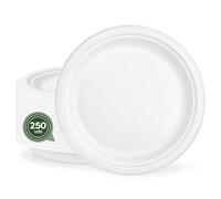 Horeca Collection MAXI PRODUCTS - 250 Unidades - Platos Caña de Azúcar -Plato Llano Redondo -Plato Compostable - Plato Reciclabe - 30 cm - RESISTENCIA TÉRMICA