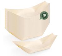 Horeca Collection MAXI PRODUCTS - Cuencos Desechable Madera - Cuencos Catering Aperitivos Desechable - Cuenco Cocktail - Barquillas Madera - PRÁCTICO Y APILABLE (8 x 6 x 1,5 cm, 50 unidades)