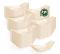 Horeca Collection MAXI PRODUCTS - Cuencos Desechable Madera - Cuencos Catering Aperitivos Desechable - Cuenco Cocktail - Barquillas Madera - PRÁCTICO Y APILABLE (24,5 x 12 x 2,5 cm, 250 unidades)