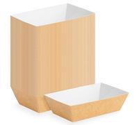 Horeca Collection MAXI PRODUTCS -100 Unidades- Barquilla rectangular de cartón kraft 13x8x4,5cm - Resistente a la grasa - biodegradable, comida rápida,take away - APILABLE