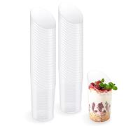 Horeca Collection - Pack 50 Uds Vaso Cónico Asimétrico Transparente - 80 cc - Vasitos Aperitivo - 4,5 x 8 cm - Postres - Reutilizables - Cuencos - Finger Food - Entrantes - Catering - Cóctel