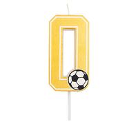 Horeca Collection - Vela Fútbol Número 0-7,5 Cm - Velas de Cumpleaños - Vela Numérica para Pastel - Decoración Aniversario - Balón - Birthday Candles