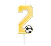 Horeca Collection - Vela Fútbol Número 2-7,5 Cm - Velas de Cumpleaños - Vela Numérica para Pastel - Decoración Aniversario - Balón - Birthday Candles
