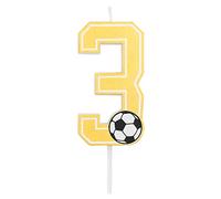 Horeca Collection - Vela Fútbol Número 3-7,5 Cm - Velas de Cumpleaños - Vela Numérica para Pastel - Decoración Aniversario - Balón - Birthday Candles