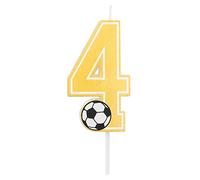 Horeca Collection - Vela Fútbol Número 4-7,5 Cm - Velas de Cumpleaños - Vela Numérica para Pastel - Decoración Aniversario - Balón - Birthday Candles