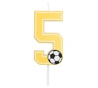 Horeca Collection - Vela Fútbol Número 5-7,5 Cm - Velas de Cumpleaños - Vela Numérica para Pastel - Decoración Aniversario - Balón - Birthday Candles
