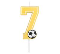 Horeca Collection - Vela Fútbol Número 7-7,5 Cm - Velas de Cumpleaños - Vela Numérica para Pastel - Decoración Aniversario - Balón - Birthday Candles