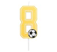 Horeca Collection - Vela Fútbol Número 8-7,5 Cm - Velas de Cumpleaños - Vela Numérica para Pastel - Decoración Aniversario - Balón - Birthday Candles