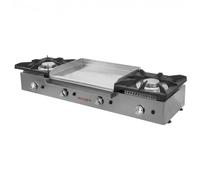 Horemaq Cocina Gas Butano con Plancha Cromo Duro 60 cm, 2 Fuegos | Plancha de gas 60 x 40 cm | 18,4 kW | Cromo duro 10 mm | Para hostelería