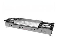 Horemaq Cocina Gas Butano con Plancha Cromo Duro 80 cm, 2 Fuegos | Plancha de gas 80 x 40 cm | 20,9 kW | 3 quemadores bajo plancha | Uso profesional