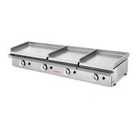 Horemaq Plancha de Gas Butano Industrial 60+40+40 cm Acero Laminado 6 mm | 3 placas de acero laminado 6 mm, 4 quemadores, 12,8 kW y 141 cm de ancho para cocina profesional