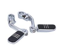 Horett Estriberas de Motocicleta Protector de Motor Ajustable 360 | Cromado de Aluminio, Tracción de Caucho EPDM, Comodidad de Conducción Prolongada, Accesorios de Repuesto , Pedal de