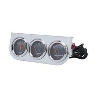 Horett Kit de Manómetro Triple 52 Mm 60-0-60 Amperios 100-220 F 0-80 Psi | Balancín de Acero para Herramientas ABS, Tableros de 12V, Automóviles, Barcos, Camiones, Esferas Iluminadas por la Noche,