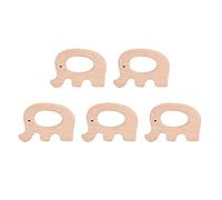 Horett Mordedor de Madera de 5 uds., Juguete Natural para la Dentición del bebé con Animales para Calmar las Encías, Madera Haya Ecológica Burlywood 2,55 Pulgadas (Elefante)