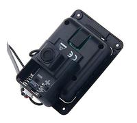 Horett Sintonizador EQ de Preamplificador de Guitarra Compacto para Actuaciones en Escenario con Control Agudos Medios Bajos y Sintonizador LED Incorporado Material Premium (Negra)