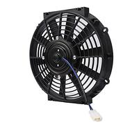 Horett Ventilador de Refrigeración Eléctrico Radiador Delgado de 10 | Hierro ABS, Uso del Radiador, Compartimento del Motor, Ajuste Universal, Motor de Vaivén Reversible, Soportes de Montaje