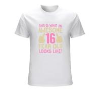 HOREUDAR This Is What An Awesome 16 Year Old Looks Like Girls Men's Tshirt White XXL