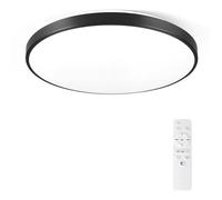 Horevo Lampada da Soffitto Bluetooth Altoparlante, Lampada da Soffitto Moderna a LED Nera da 40cm (Funzione di Cambio colore, Telecomando, Adatta per Soggiorni, Sale da Pranzo, Camere da Letto)