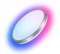 Horevo Lámpara de Techo LED Bluetooth Plateada, Plafón Moderno con Mando a Distancia, 40 cm Regulable 3000K-6500K con RGB y Altavoz Integrado para Dormitorio, Salón, Comedor, Cocina y Baño Estándar